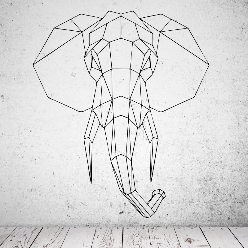 46185W Elefant geometrisch Wandsticker